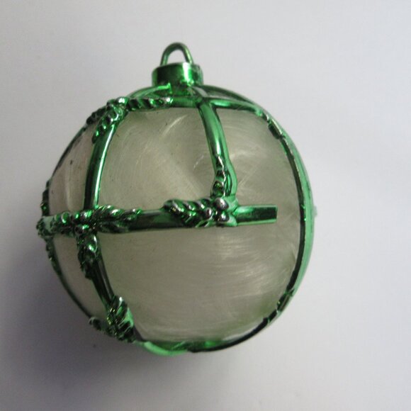 7 Bradford Cage Christmas Ornaments Spun Angel Hair Teardrop & 6 Round *READ* - Picture 4 of 15